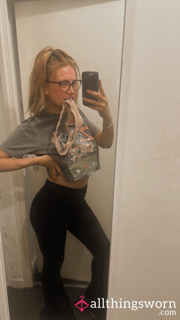 Black Leggings, & Free Worn Pink Pantys Included With Custom Video Wearing Leggings