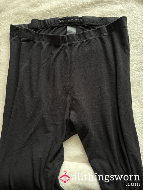 Black Leggings Well Worn, Worn All Day At Work, Stinky Crotch. Size Uk 14