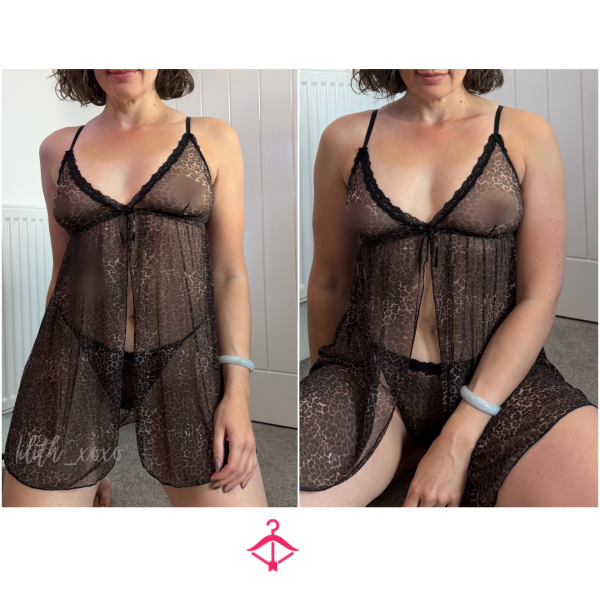Black Leopard Babydoll & G-string Set 🐆