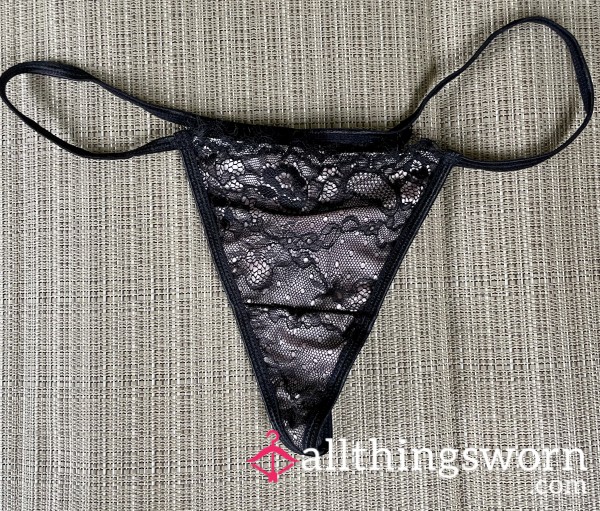 Black & Light Pink G-Sting Worn By MILF