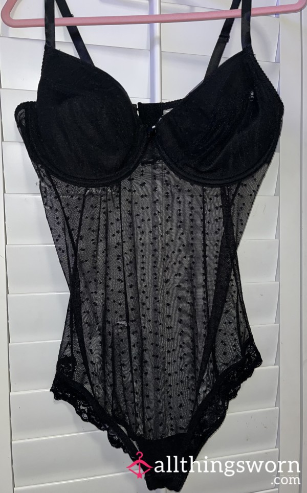 Black Lingerie Mesh Bodysuit