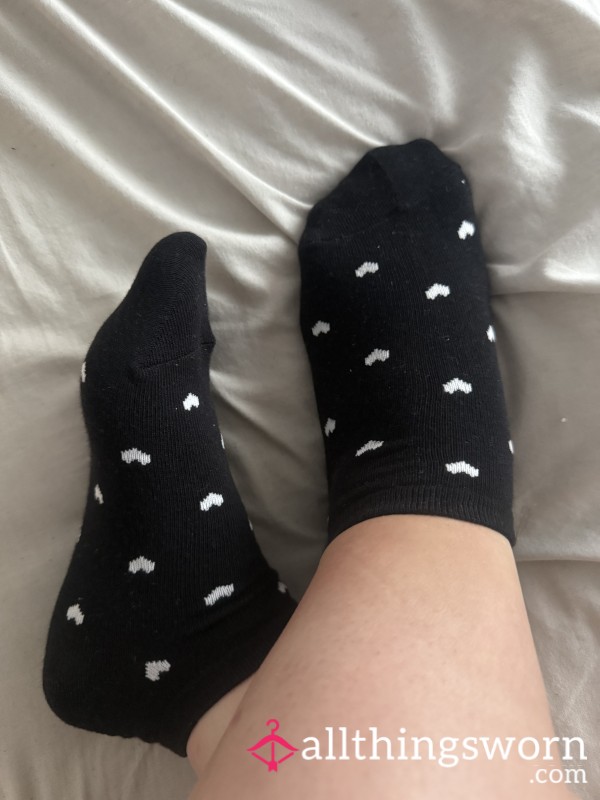 Black Love Heart Trainer Socks