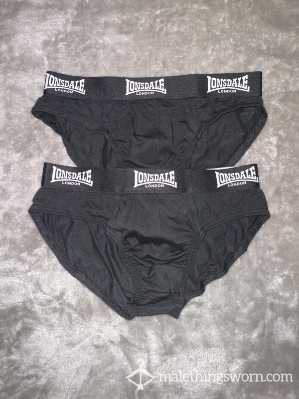 BLACK MENS BRIEFS LONSDALE COTTON