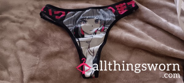 Black Mesh Anime Girl Thong- Size L