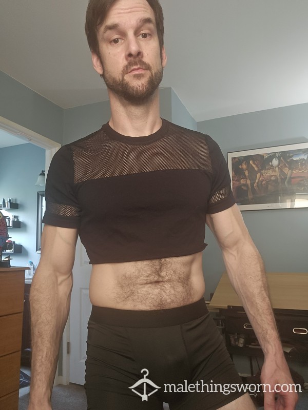 Black Mesh Crop Top