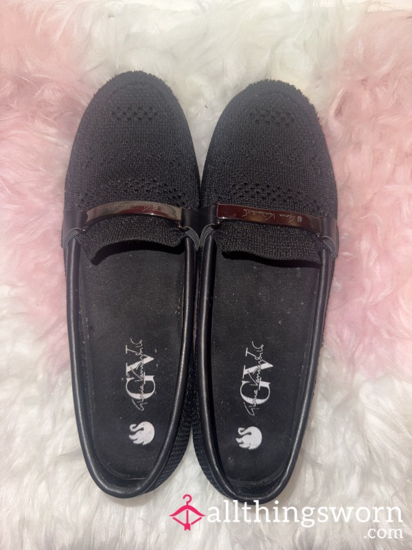 Black Mesh Flat Shoes Size US 9W + FREE USA SHIPPING