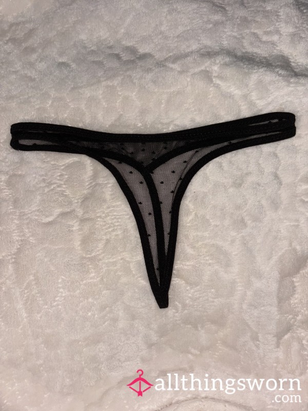 Black Mesh G-string With Dots