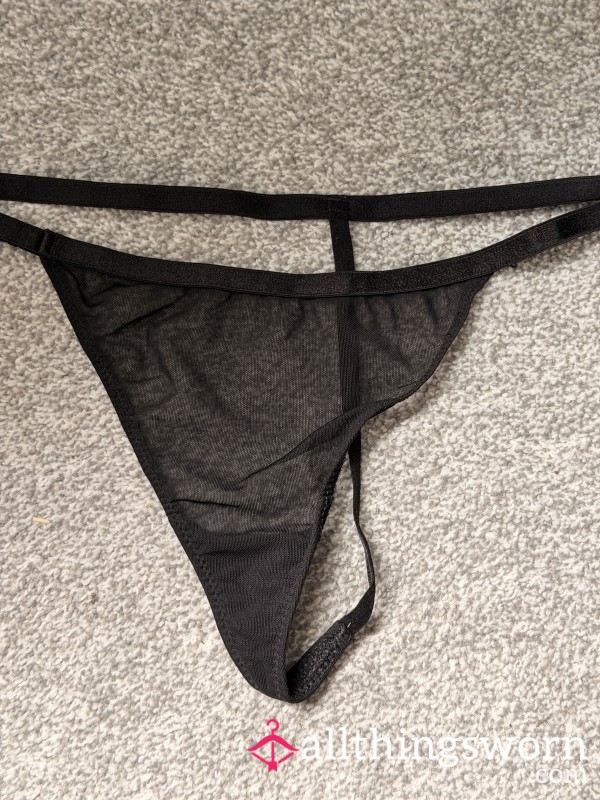 Black Mesh Gstring Thong