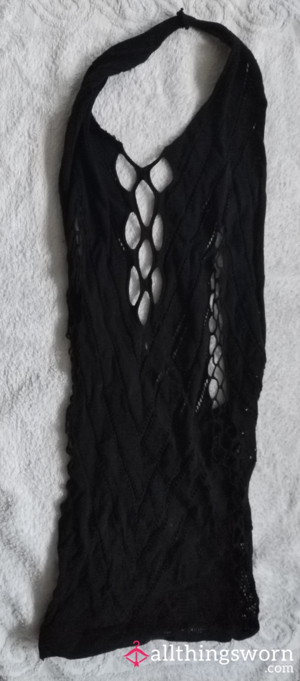 Black Mesh Halterneck One Piece