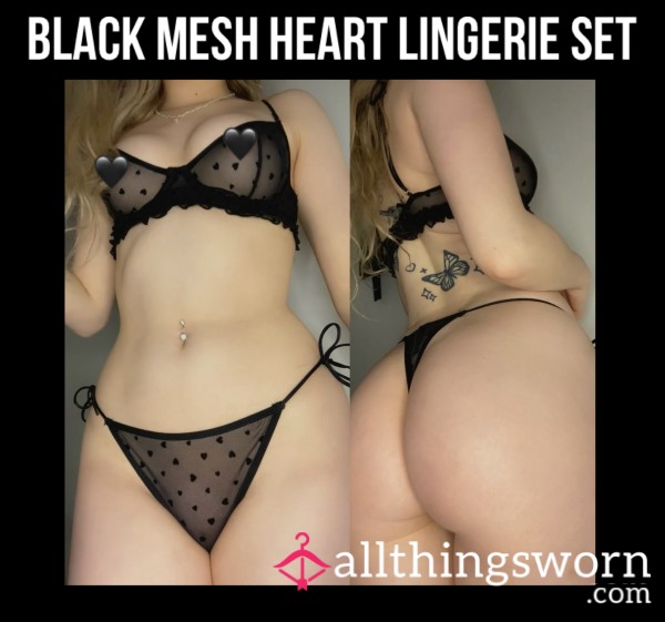 Black Mesh Heart Lingerie Set🖤