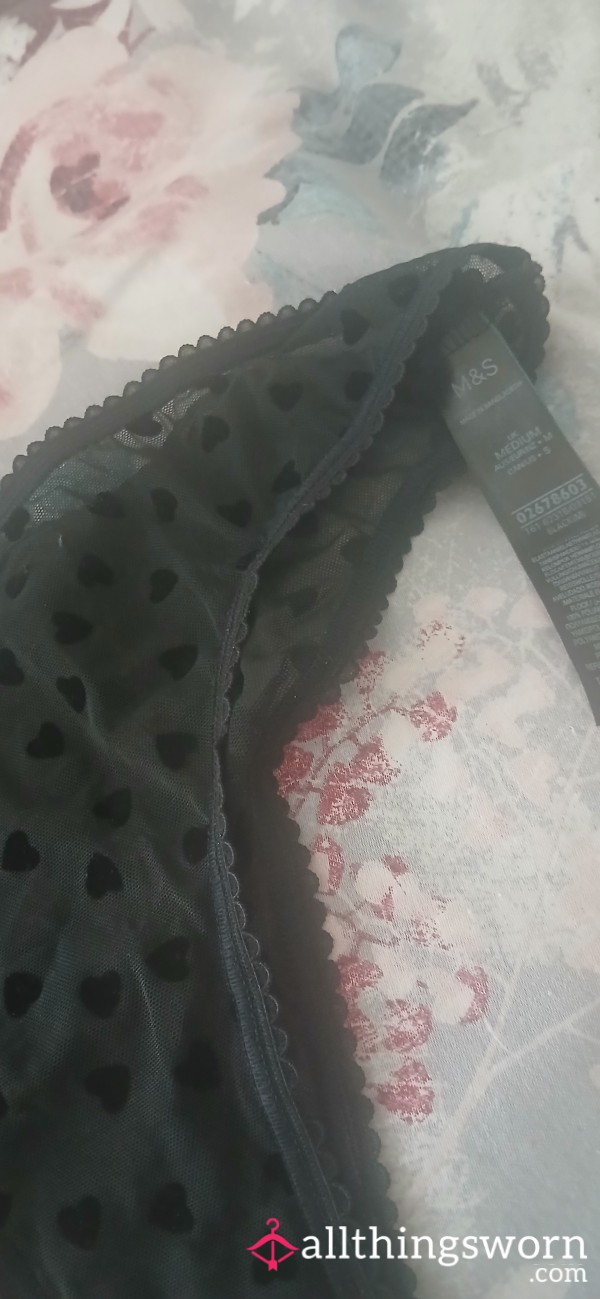 Black Mesh Heart Pants
