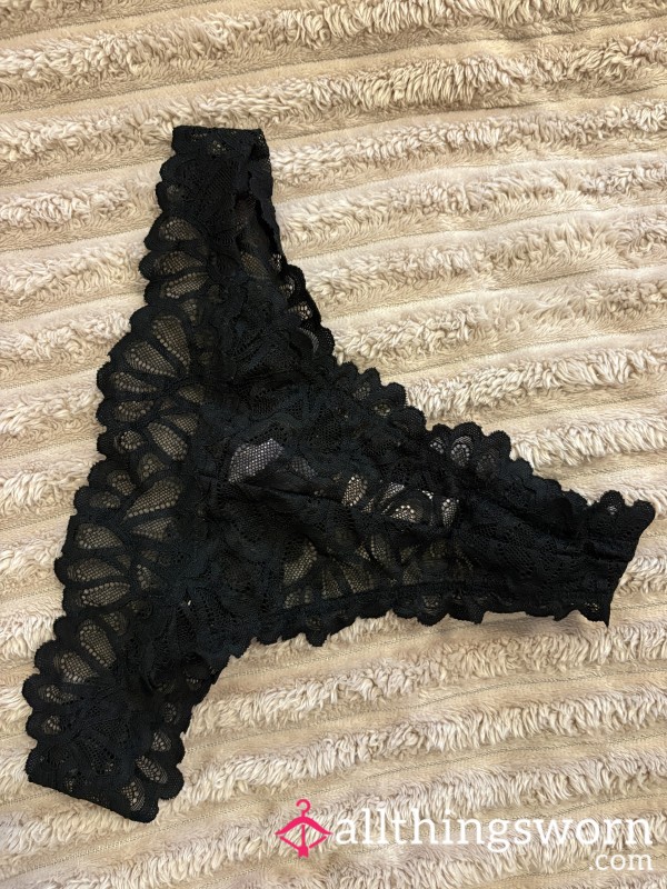 Black Mesh Lace Lingerie Thongs 🫦