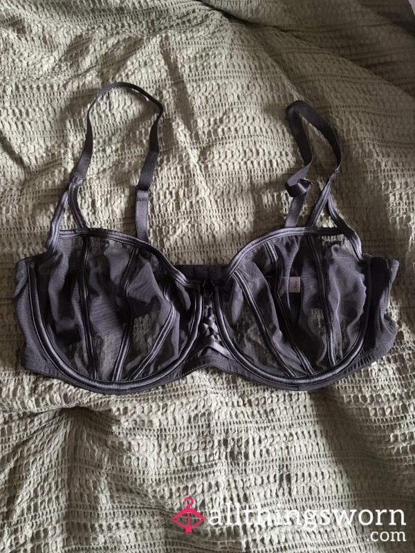 Black Mesh Lingerie Bra