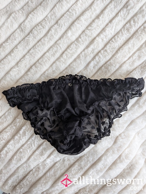Black Mesh Love Heart Briefs