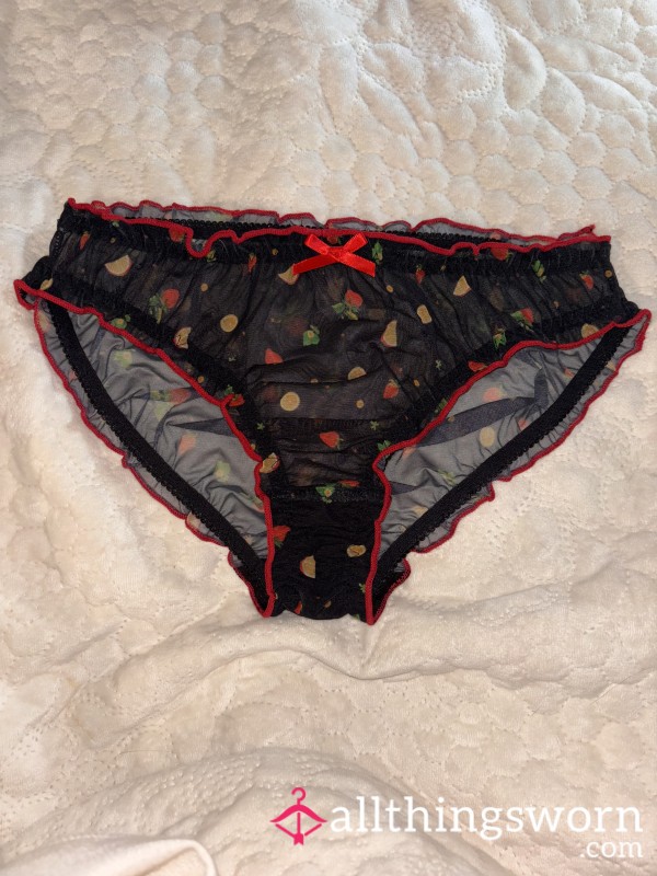 Black Mesh Panties With Fruits