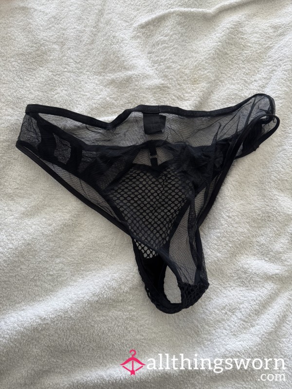 Black Mesh See Through Thongs 💦🖤🐈‍⬛