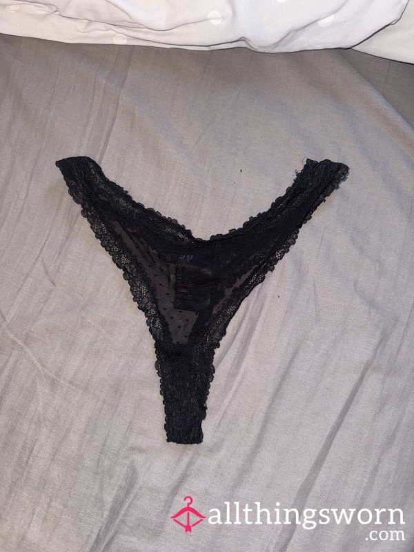 Black Mesh/Lace Thong
