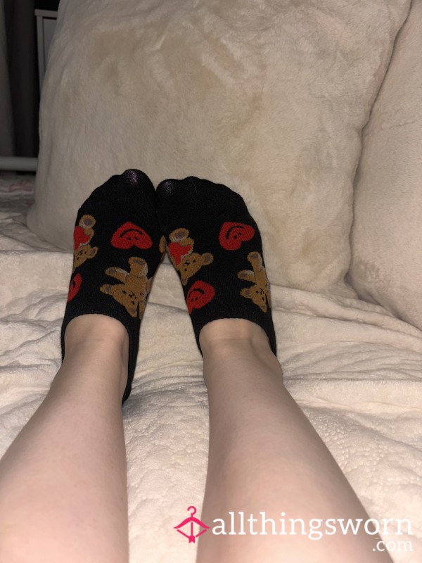 Black No Show Bear Socks
