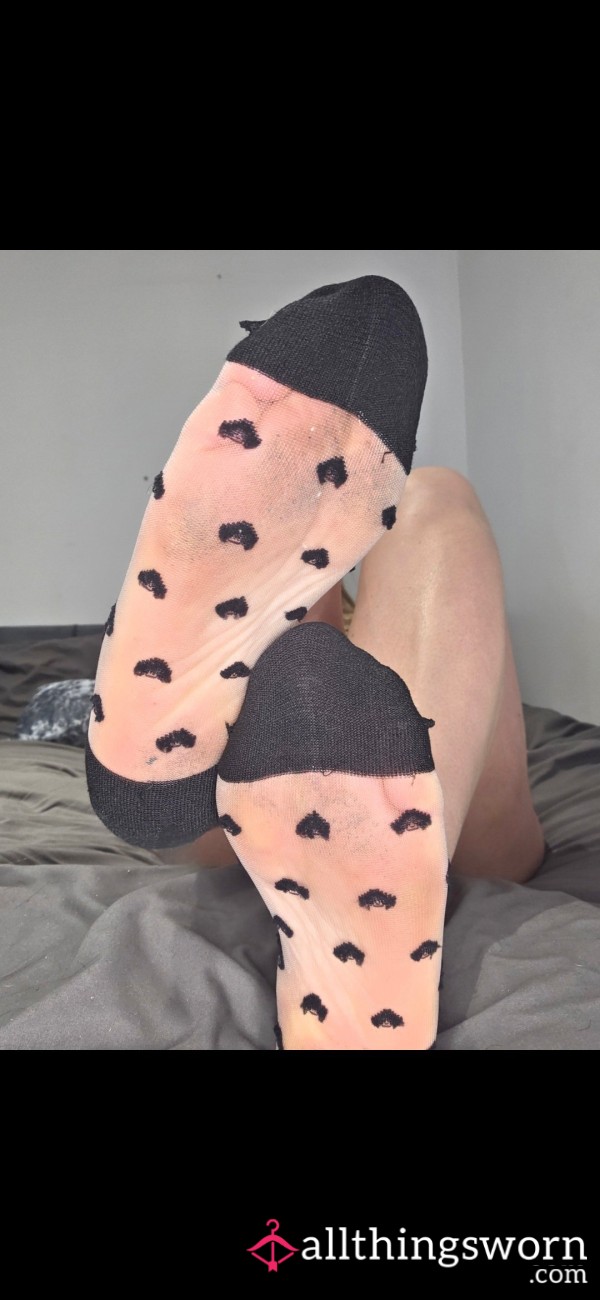Black Nylon Ankle Socks - Will Be Well Worn, Smelly And Still Damp