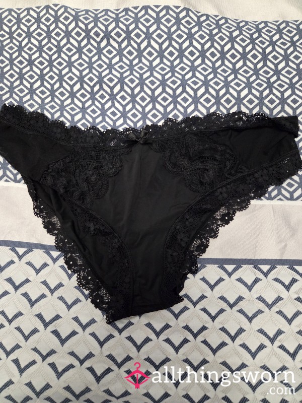 Black Nylon Lacy  Panties Size 14