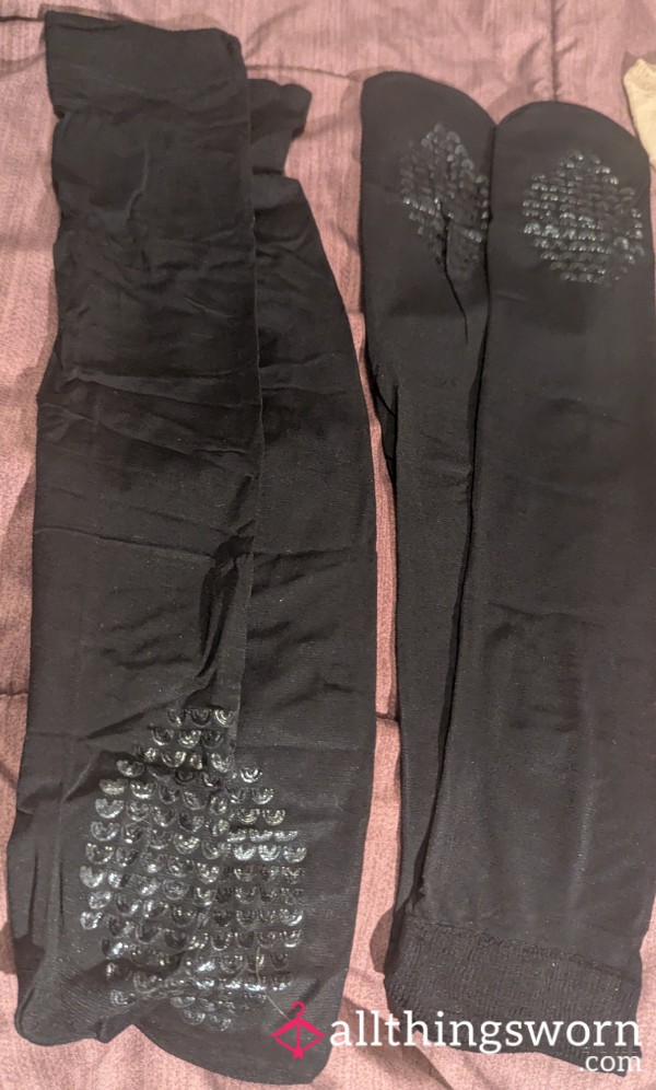 Black Nylon Non Slip Socks