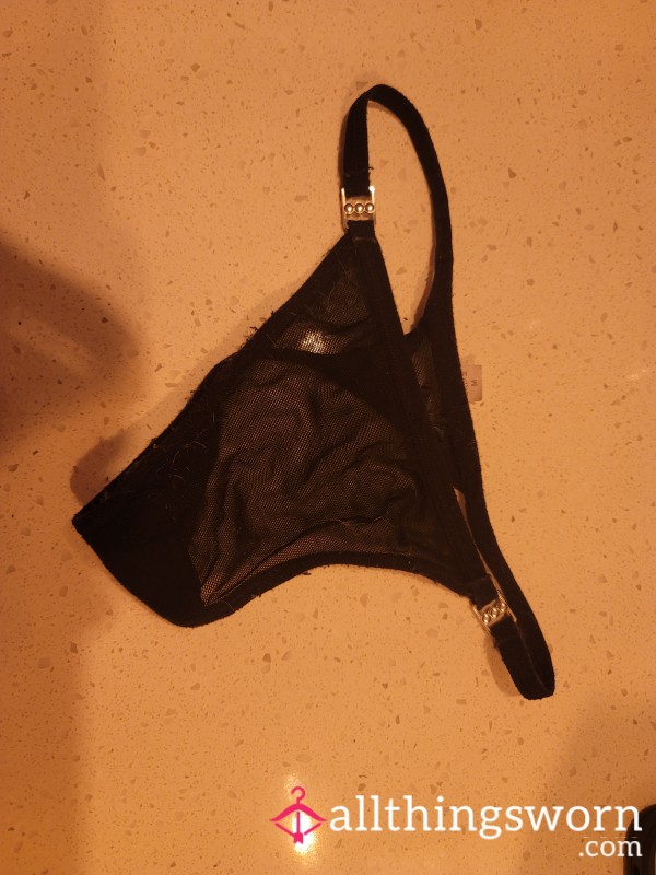 Black Nylon Thong