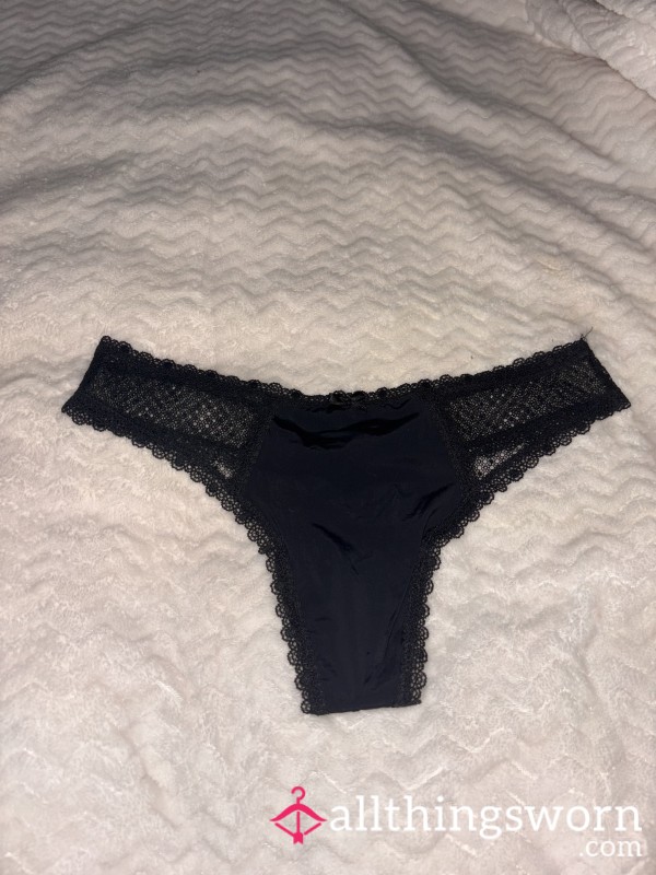 Black Nylon Thong