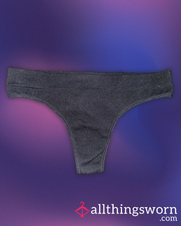 Black Nylon Thong - WELL WORN