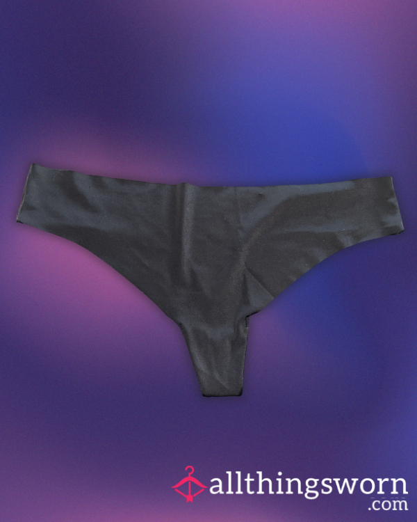 Black Nylon/Spandex Thong - WELL WORN