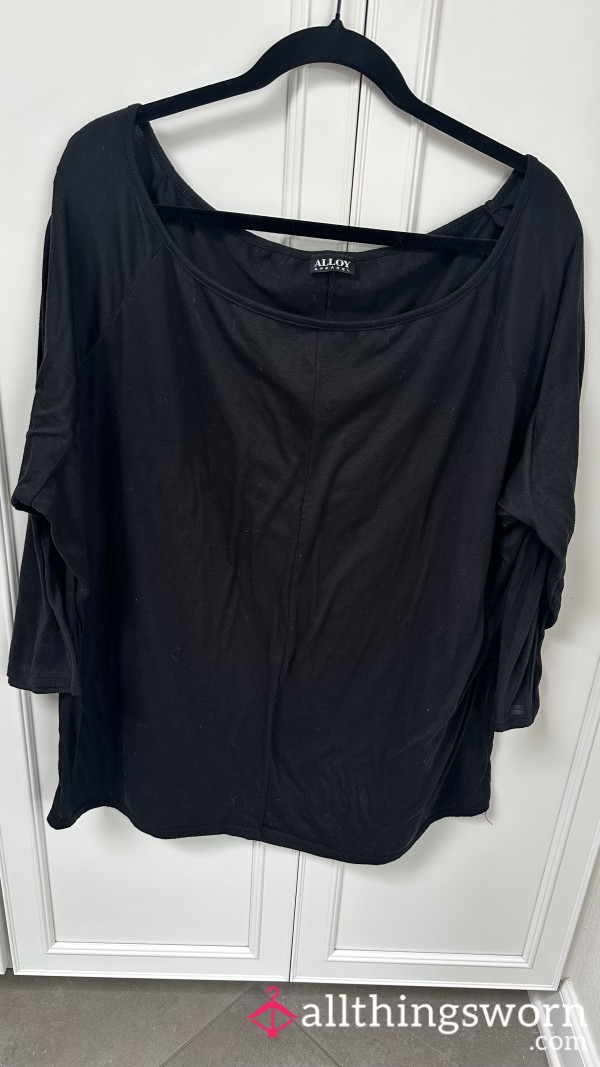 Black Off-Shoulder Slouchy Top
