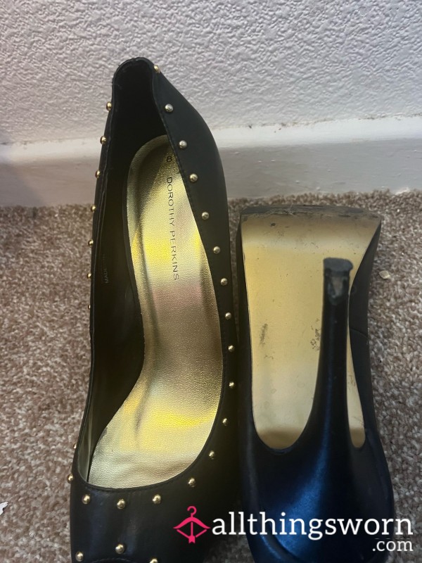 Black Old Smelly Gold Stud High Heels - DM For More Photos