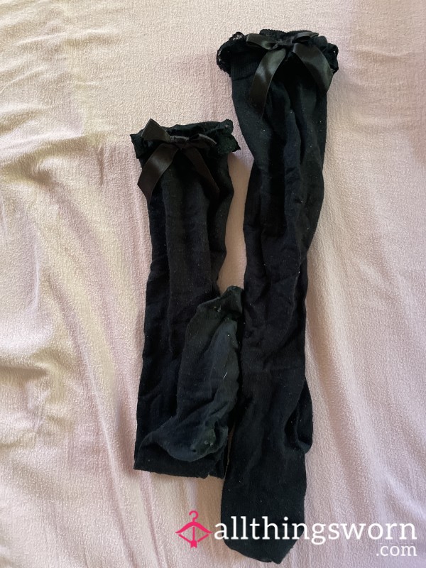 Black Overknee Socks With Lace