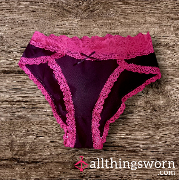 Black Panties With Pink Lace Trim