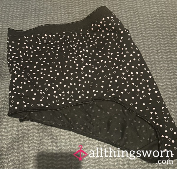 Black Panties With Pink Love Hearts