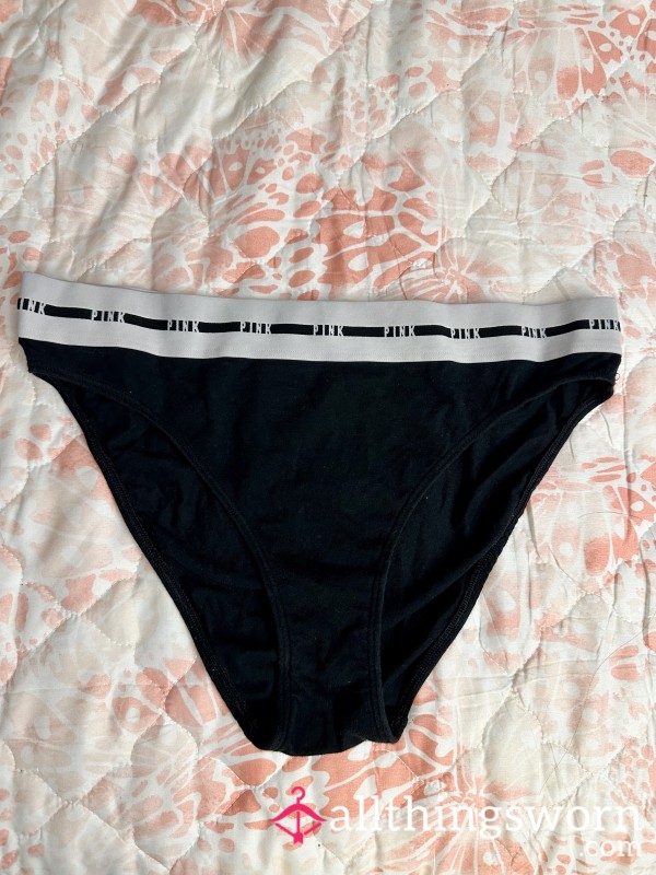Black Panty By PINK🤍 White Thick Waistband