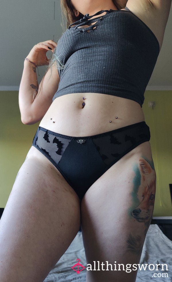 Black Panty With Bat Mesh & Detail