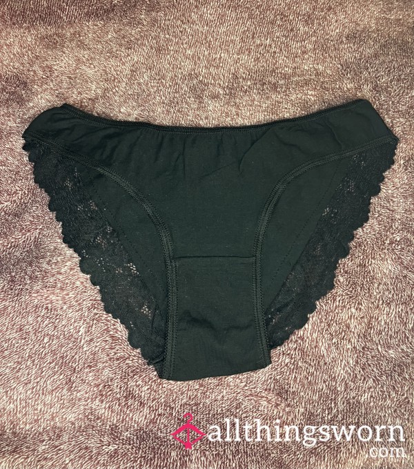 Black Panty With Lace Trim! Size M