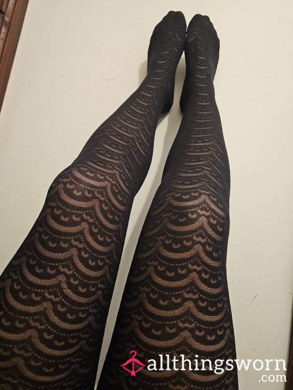 Black Pantyhose Full Of Patterns To Draw In Those Eyes... You Don't Get Much Closer To My Skin Than These, Right From The Waist To My Toes 🫦