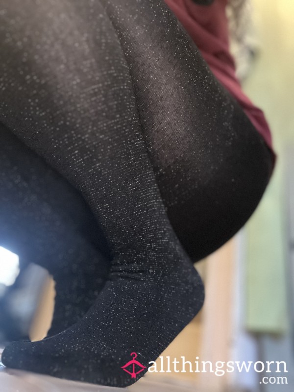 Black Pantyhose With Silver Sparkles - Worn 24hrs