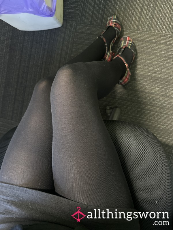 Black Pantyhose Worn Pantieless 🥰