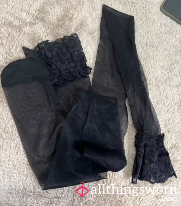 Black Pantyhose, Worn Women's Socks, Nylons.