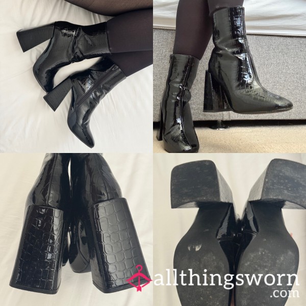 Black Patent Ankle Boots