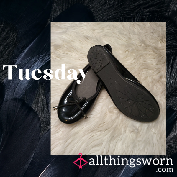 Black Patent Flats, Size 8