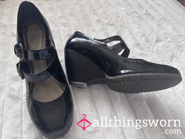 Black Patent Work Shoes, Mary Jane’s, Size 6