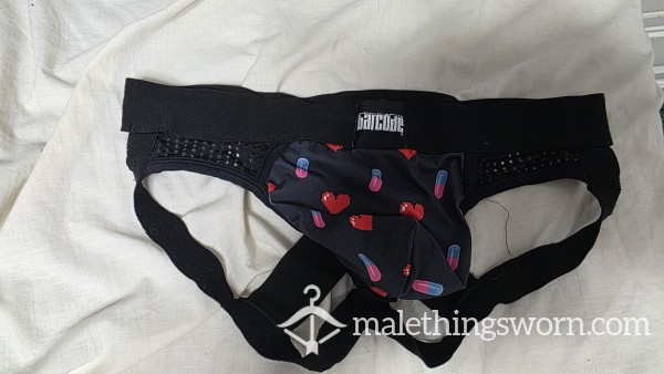 Black-Patterned Barcode Jockstrap XL