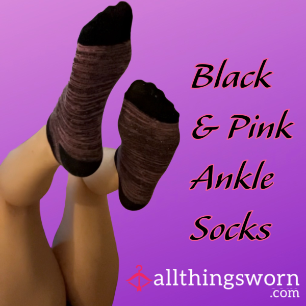 Black & Pink Ankle Socks (48 Hour Wear)