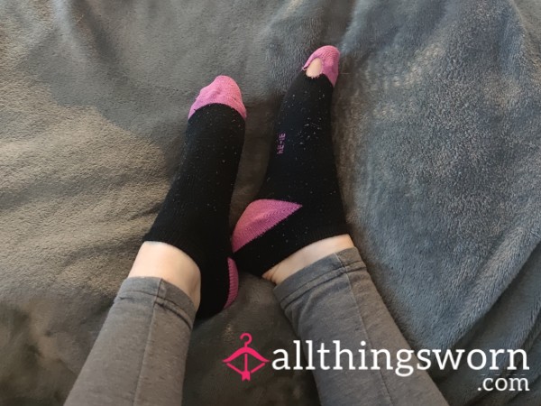 Black Pink Socks- 3 Days Worn
