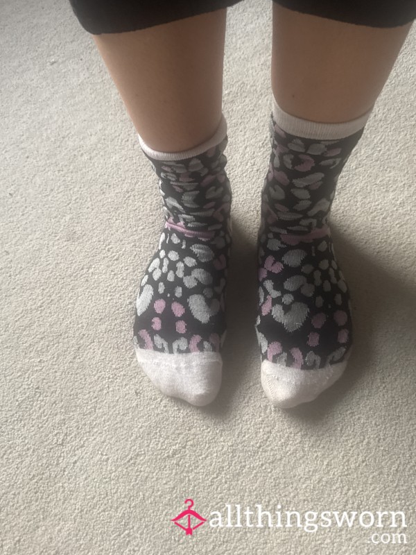 Black Pink White Polka Dot Socks