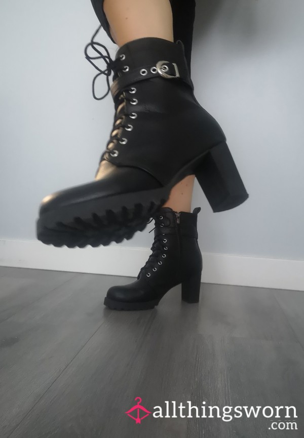 Black Plateau Ankle Booties