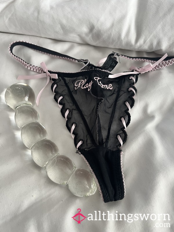 Black Play Time Thong